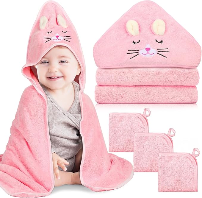 4-Piece Hooded Baby Towel & Washcloth Set