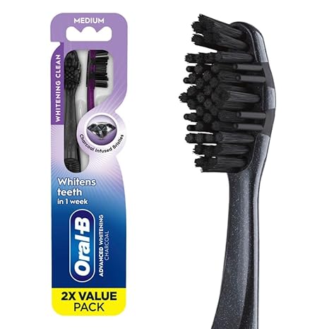 3D White Charcoal Manual Toothbrush (Medium)